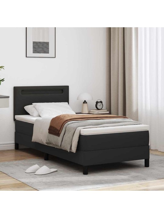 Gultas rāmis ar matraci melna 90 x 190 cm mākslīgā āda