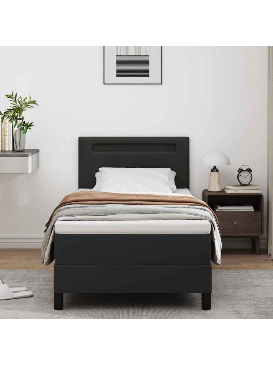 Gultas rāmis ar matraci melna 90 x 190 cm mākslīgā āda