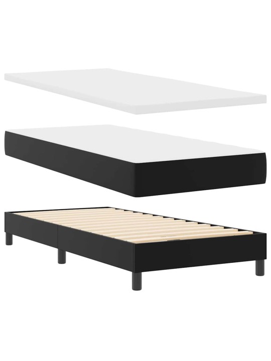 Gultas rāmis ar matraci melna 90 x 190 cm mākslīgā āda