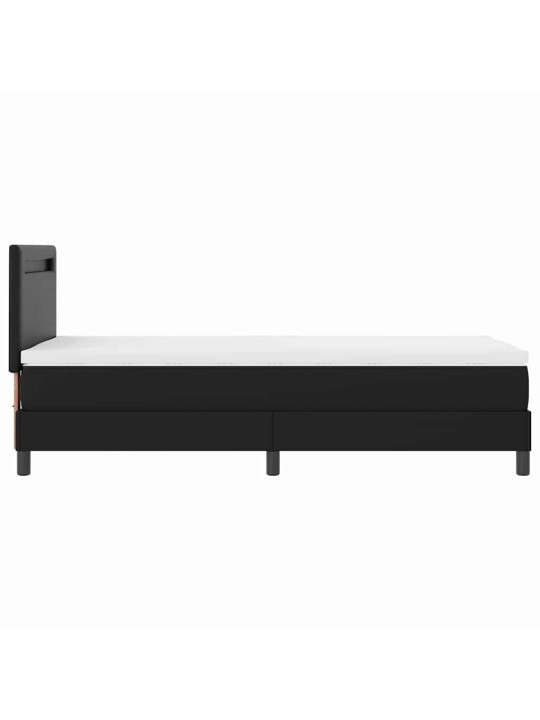 Gultas rāmis ar matraci melna 90 x 190 cm mākslīgā āda