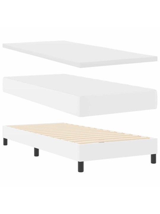 Gultas rāmis ar matraci balts 90 x 200 cm mākslīgā āda