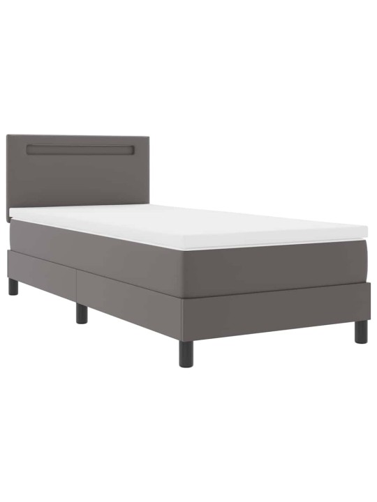 Gultas rāmis ar matraci pelēka 100 x 200 cm mākslīgā āda