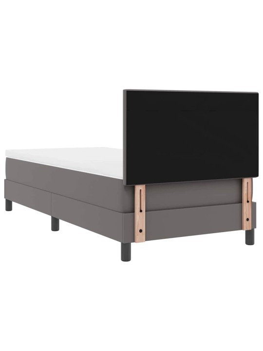 Gultas rāmis ar matraci pelēka 100 x 200 cm mākslīgā āda