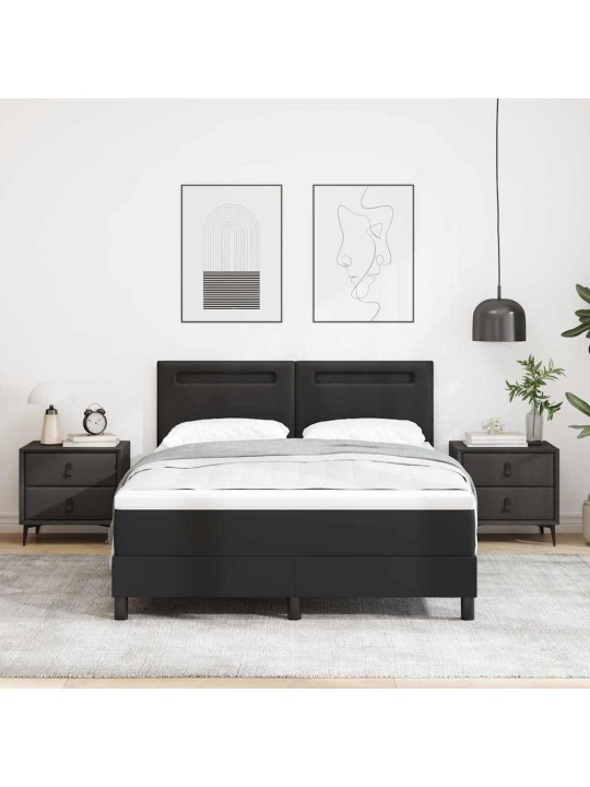 Gultas rāmis ar matraci melna 140 x 190 cm mākslīgā āda