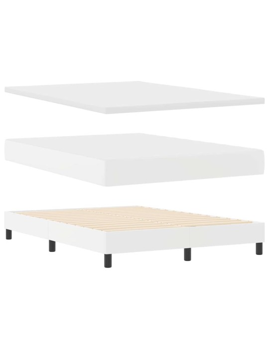 Gultas rāmis ar matraci balts 140 x 190 cm mākslīgā āda
