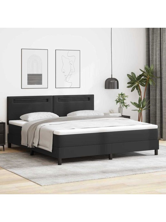 Gultas rāmis ar matraci melna 180 x 200 cm mākslīgā āda