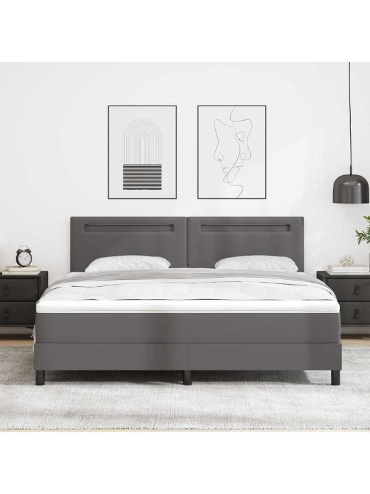 Gultas rāmis ar matraci pelēka 180 x 200 cm mākslīgā āda