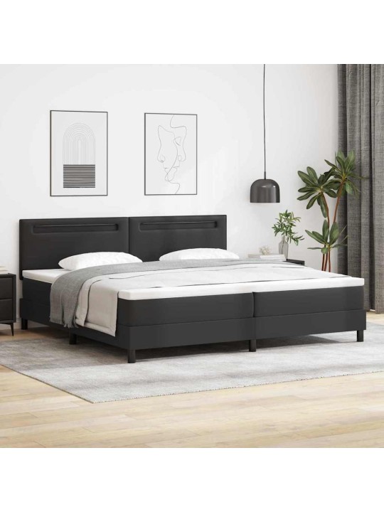 Gultas rāmis ar matraci melna 200 x 200 cm mākslīgā āda
