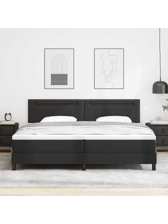 Gultas rāmis ar matraci melna 200 x 200 cm mākslīgā āda