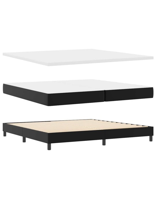 Gultas rāmis ar matraci melna 200 x 200 cm mākslīgā āda