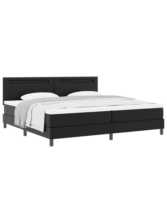 Gultas rāmis ar matraci melna 200 x 200 cm mākslīgā āda