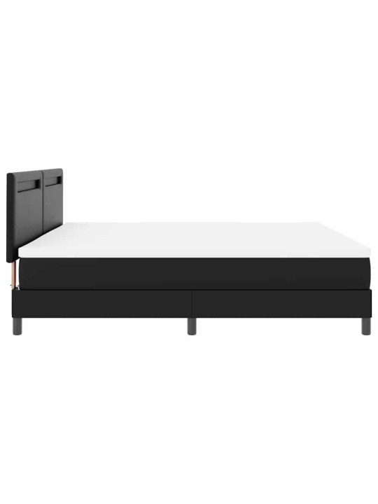 Gultas rāmis ar matraci melna 200 x 200 cm mākslīgā āda