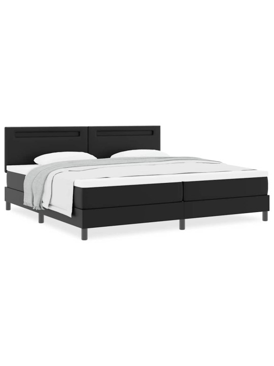 Gultas rāmis ar matraci melna 200 x 200 cm mākslīgā āda