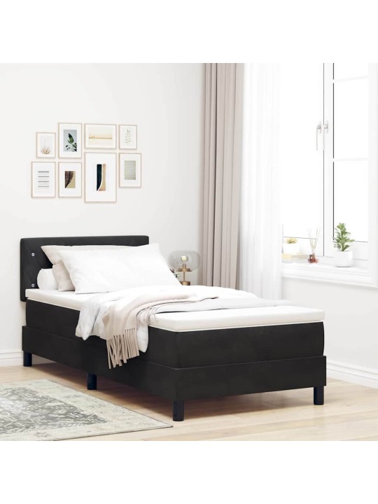 Kontinentālā gulta ar matraču melna 100 x 200 cm audums