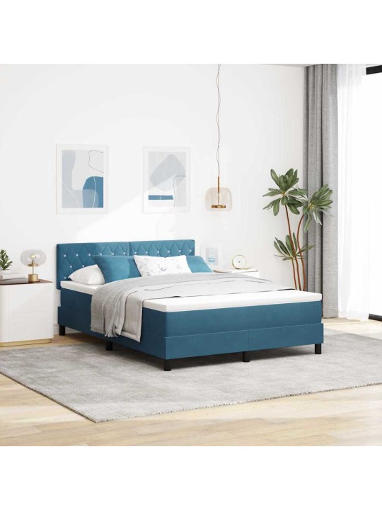 Kontinentālā gulta ar matraču tumši zila 160 x 200 cm audums