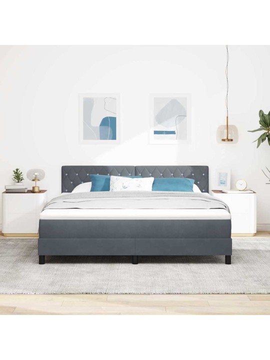 Kontinentālā gulta ar matraču tumši pelēks 180 x 200 cm audums