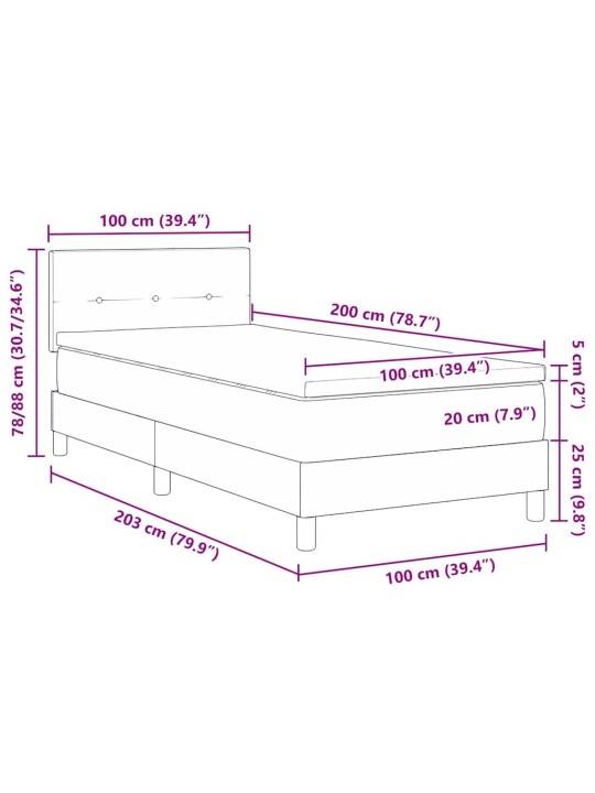 Kontinentālā gulta ar matraču melna 100 x 200 cm audums