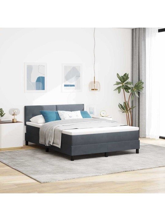 Kontinentālā gulta ar matraču tumši pelēka 140 x 190 cm audums