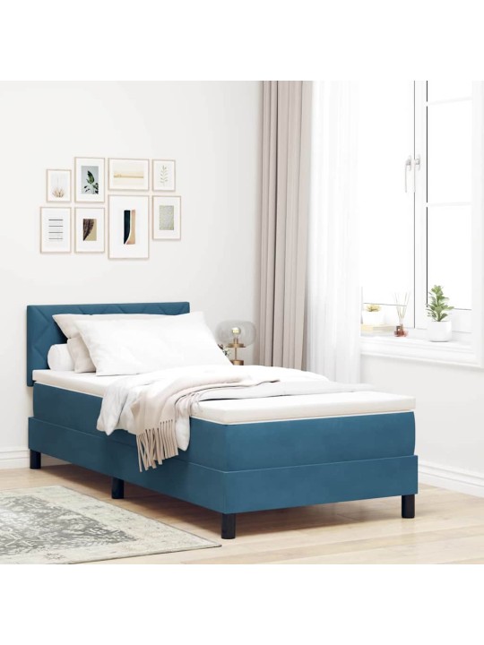 Kontinentālā gulta ar matraču tumši zila 90 x 190 cm audums