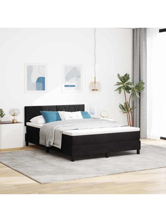 Kontinentālā gulta ar matraču melna 140 x 200 cm audums