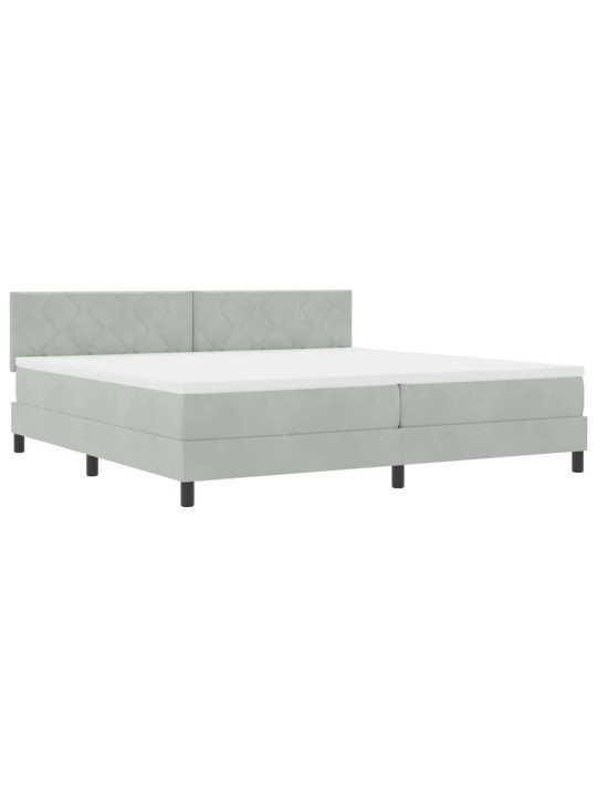Kontinentālā gulta ar matraču gaiši pelēka 200 x 200 cm audums
