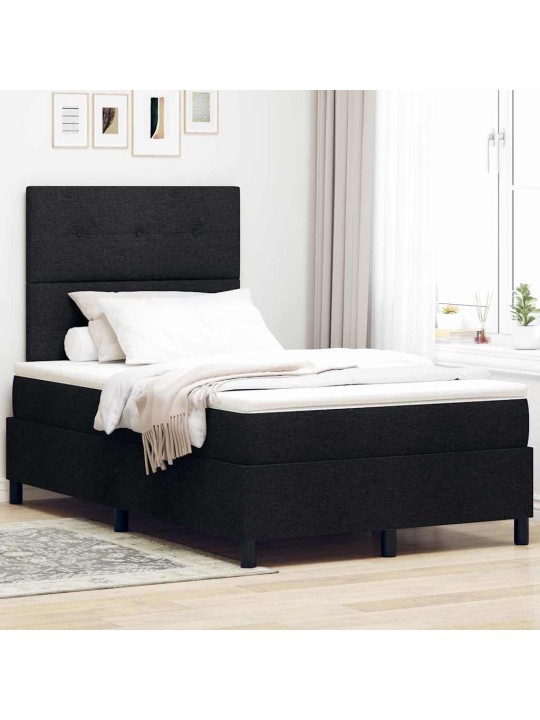 Kontinentālā gulta ar matraci melna 120 x 200 cm audums
