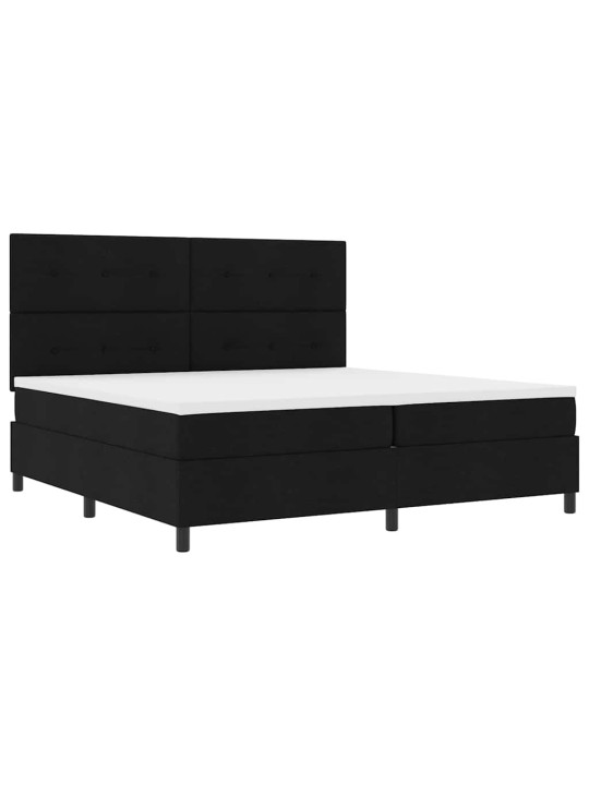 Kastītes atsperu gulta ar matraci melna 200 x 200 cm audums