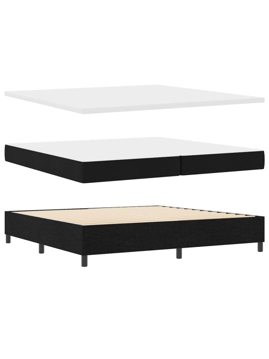 Kastītes atsperu gulta ar matraci melna 200 x 200 cm audums