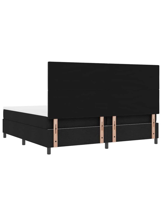Kastītes atsperu gulta ar matraci melna 200 x 200 cm audums