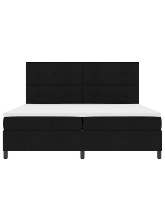 Kastītes atsperu gulta ar matraci melna 200 x 200 cm audums