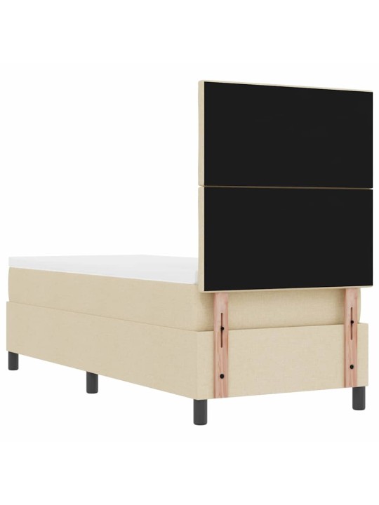 Kastītes atsperu gulta ar matraci krēmkrāsa 80 x 200 cm audums