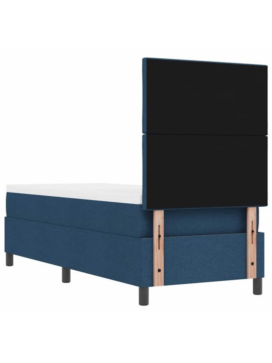 Kastītes atsperu gulta ar matraci zila 80 x 200 cm audums