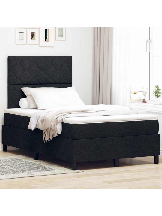 Kontinentālā gulta ar matraci melna 120 x 190 cm audums