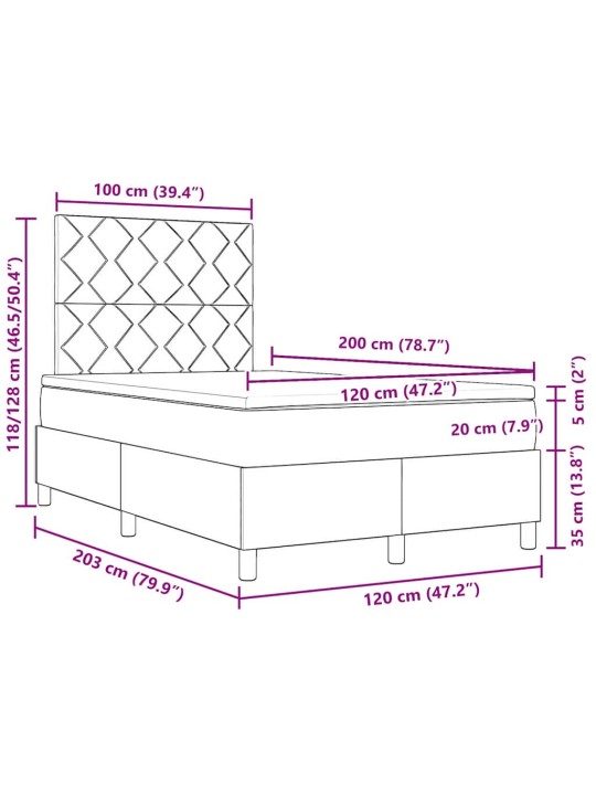 Kontinentālā gulta ar matraci melna 120 x 200 cm audums