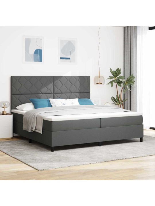 Kastītes atsperu gulta tumši pelēka 200 x 200 cm audums