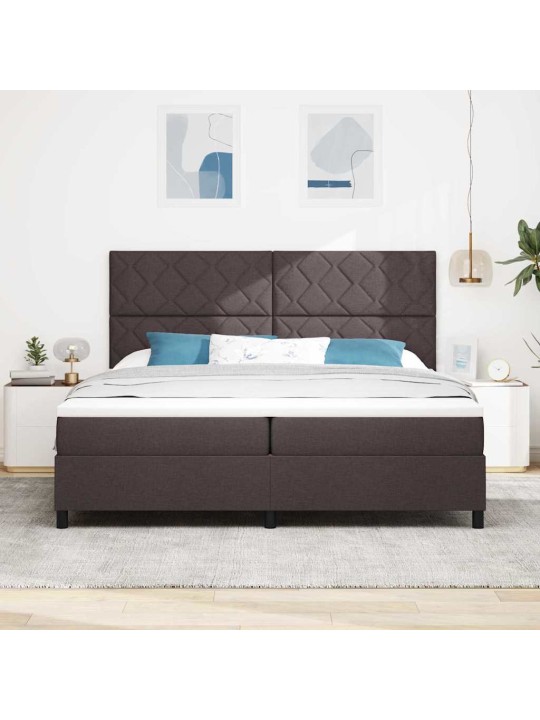 Kastītes atsperu gulta tumši brūna 200 x 200 cm audums