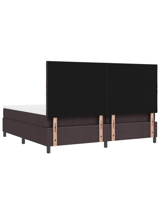 Kastītes atsperu gulta tumši brūna 200 x 200 cm audums