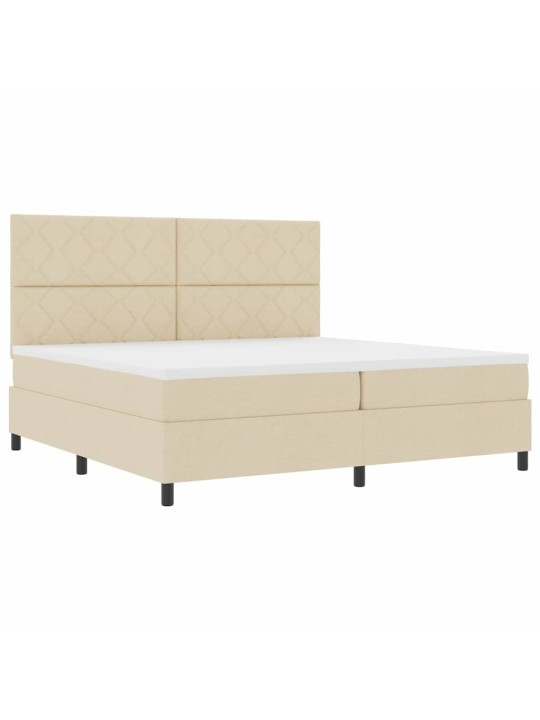 Kastītes atsperu gulta ar matraci krēmkrāsa 200 x 200 cm audums