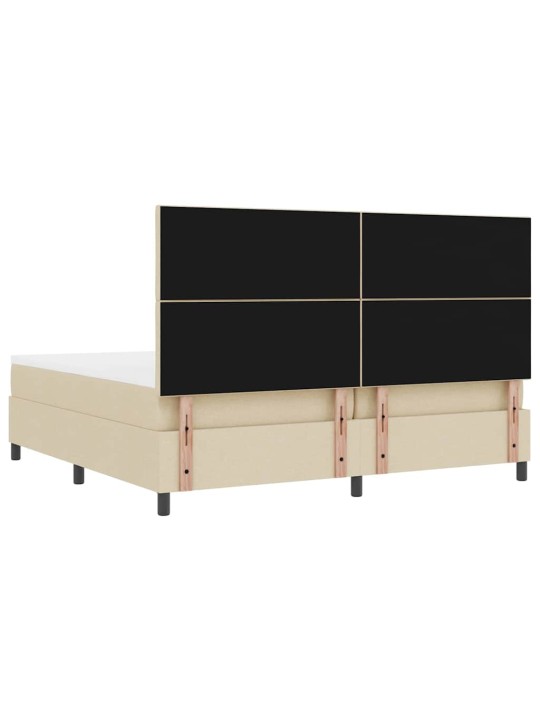 Kastītes atsperu gulta ar matraci krēmkrāsa 200 x 200 cm audums