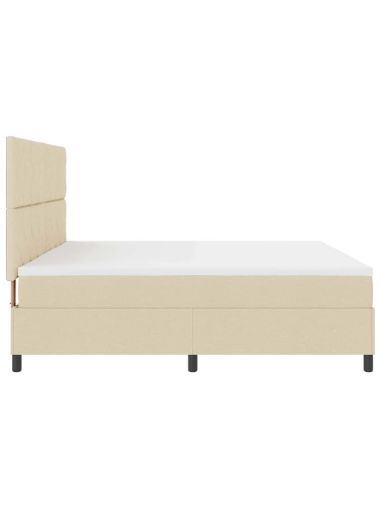 Kastītes atsperu gulta ar matraci krēmkrāsa 200 x 200 cm audums