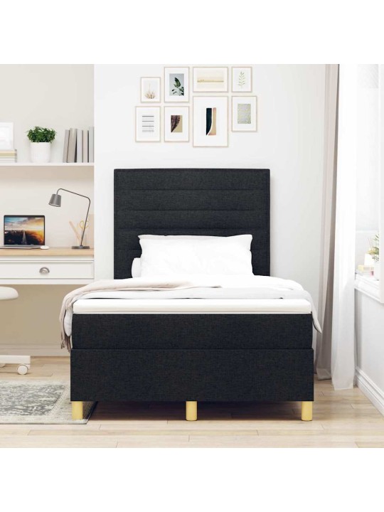 Kontinentālā gulta ar matraci melna 120 x 190 cm audums