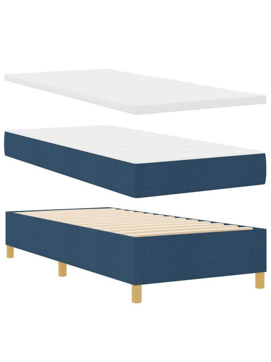 Kastītes atsperu gulta ar matraci zila 90 x 200 cm audums