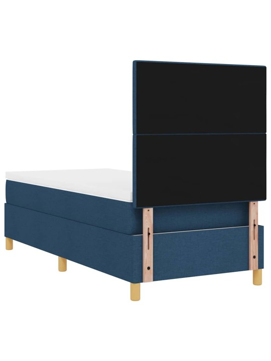 Kastītes atsperu gulta ar matraci zila 90 x 200 cm audums