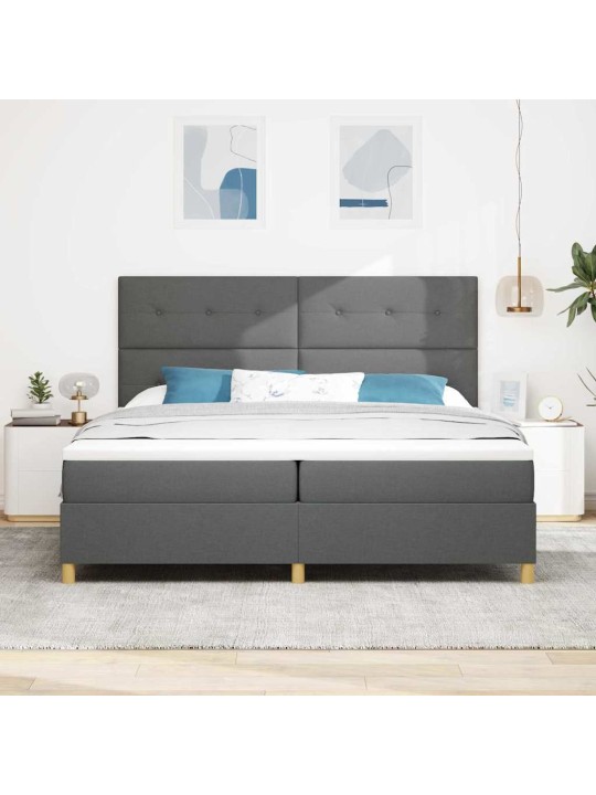 Kastītes atsperu gulta tumši pelēka 200 x 200 cm audums
