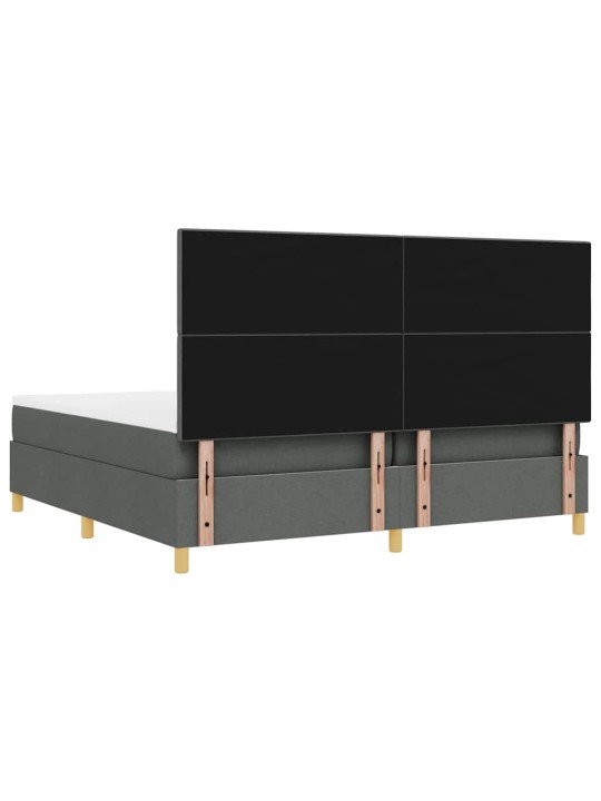 Kastītes atsperu gulta tumši pelēka 200 x 200 cm audums