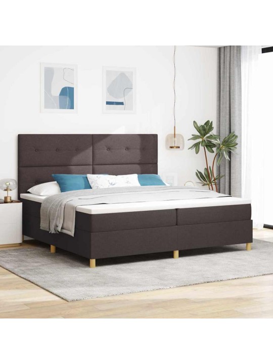 Kastītes atsperu gulta tumši brūna 200 x 200 cm audums
