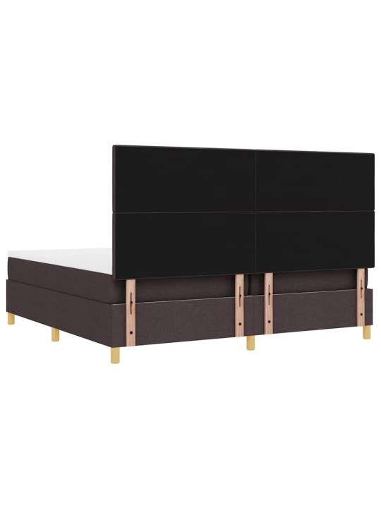 Kastītes atsperu gulta tumši brūna 200 x 200 cm audums