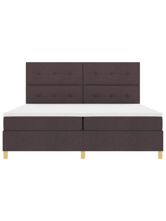 Kastītes atsperu gulta tumši brūna 200 x 200 cm audums