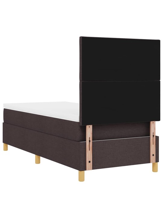 Kastītes atsperu gulta tumši brūna 90 x 200 cm audums