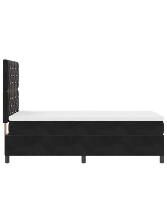 Kastītes atsperu gulta ar matraci melna 90 x 200 cm samts